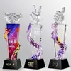 O Novo Troféu de Resina Cristalina Combina Criativamente o Troféu de Estrela de Cinco Pontas de Resina e Presente de Aniversário para Funcionários de Destaque na Reunião Anual