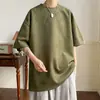 Camiseta de gamuza de manga corta para uniforme escolar, camiseta casual de verano para hombre, top holgado de media manga