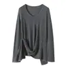Suéter minimalista de punto fino de lana para otoño e invierno para mujer, cuello en V, cintura con lazo, adelgazante, adecuado como capa base o para cubrir