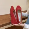 Zapatos de Noche de Primavera con Calidez Interior, Zapatos de Mujer Suaves de Suela Única, Estilo Francés Rojo, Nuevo 2026 Ballet Retro Rosa
