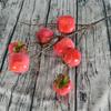 Atacado Fang Zhen 7 Frutas Caqui Ramos de Frutas Ramos Longos Flores Decorativas Mobiliário Doméstico Caqui Ruyi Ramos de Frutas
