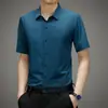 Camisa de Manga Corta Sin Marca para Hombre Verano Delgada Joven y de Edad Media Casual de Negocios Camisa Estampada con Patrón Oscuro Ropa para Hombre