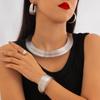 Anillo de Metal Personalizado Estilo Europeo y Americano Transfronterizo, Collar de Cadena Múltiple, Diseño de Líneas Geométricas, Juego de Joyería Exagerado