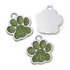 Liga Colorida Pingente de Pegada de Cachorro com Gotejamento de Óleo Tag de Gato com Glitter Pingente de Joia de Garra de Urso Feito à Mão DIY