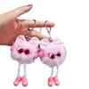 Colgante de lazo con estampado de leopardo transfronterizo, pompón pequeño, llavero de muñeco de dibujos animados para bolso y coche, abalorio exquisito para bolso