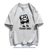 Camiseta Casual Versátil de Manga Curta Solta para Homens, Colaboração Bob Esponja Calça Quadrada, Nova Marca Tendência Verão Estampa Redonda