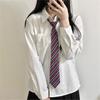 Nova Camisa Branca Casual Versátil JK Primavera 2024 Nicho Cor Sólida Manga Longa para Foto de Formatura Emagrecedora