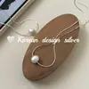 Estilo Ins Coreano Elegante y de Alta Gama Collar de Joyería Plateado Brillante Plata de Ley S925 Collar Simple de Perlas Naturales