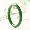 Atacado de fábrica material externo imitação de Jaspe Hetian pulseira de jaspe rodada fina verde espinafre pulseira de jade feminina
