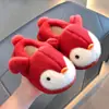 Chinelos infantis de algodão para outono e inverno, design fofo de pinguim, macios e quentes, com forro de pelúcia, adequados para meninos e meninas, perfeitos para usar em casa