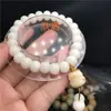 Pulseira da Sorte Raiz de Bodhi Branca com Patinha de Gato Queimada Gato da Fortuna Bebê Buda Pulseira para Estudantes