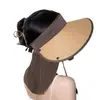Sombrero de Copa Vacío Sombrero Protector Solar para Mujer Protección de Cuello Viaje Sombrero Sencillo para el Sol Ala Grande Cobertura Facial Completa Sombrero Parasol Sombrero de Paja