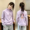 Camiseta base para niña otoño e invierno mediana y grande ropa interior para niñas bebés cuello semi-alto cálida elegante para niños camiseta t
