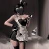 Yi Meng Yao Ropa interior sexual Puro Deseo Uniforme de conejita Traje de sirvienta sexy Pecho pequeño Pijama grande Mujer qqny