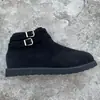 Eva Suela Gruesa Transfronterizo Talla Grande Nuevo Suela Punta Redonda Botas de Otoño e Invierno para Mujer Moda Comercio Exterior Hebilla de Cinturón Decorativa