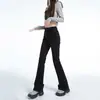 Pantalones de Pana Negra Micro La Jeans para Mujer Primavera y Otoño 2024 Nuevos de Cintura Alta Adelgazantes de Campana de Herradura Otoño e Invierno con Forro Polar