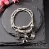 Pulsera de cuentas redondas plateadas de aleación nueva, pulsera lisa de semilla de loto y dosel de loto, joyería de moda para mujer, venta al por mayor