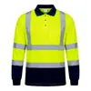 Camisa Polo Refletiva Construção Manga Longa Gola Lapela Roupa de Trabalho Transfronteiriça Feita Sob Medida Vestuário de Proteção do Trabalho Uniforme de Trabalho Comércio Exterior