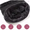 Gorro de Inverno com Forro de Fleece, Gorro de Lã Grossa Tricotado, Estilo Jovem Tendência, Aba Larga, Gorro de Algodão Quente para Puxar, Proteção para Orelhas, À Prova de Vento