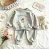 Conjunto de otoño temprano para niños 2026 nuevo estilo de comercio exterior sudadera de cuello redondo y pantalones de chándal jogger, conjunto deportivo de dos piezas elegante y genial estilo callejero