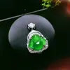 Atacado material de cavalo de alta gelo calcedônia pingente de prata incrustado Maitreya masculino folhas feijões iluminação ágata jade colar