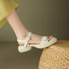 Sandalias de Verano para Estudiantes para Mujer, Sandalias Nuevas de Punta Redonda, Sandalias de Suela Gruesa Suave de Goma, Sandalias de Correa Única para Niñas con Hebilla