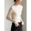 Suéter de Lã Sem Costura em Forma de Pera, Camisa Base Tricotada de Gola Semialta Estilo para o Dia a Dia para Mulheres, Top de Outono