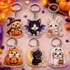 Lindo Llavero Acrílico de Mascota de Halloween Cachorro Gato Momia Fantasma Colgante Creativo para Mochila