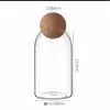 Frasco Transparente de Vidrio de Borosilicato Alto Creativo Redondo Sellado con Tapón de Corcho, Recipiente para Té, Frasco de Almacenamiento, Contenedor Redondo de Almacenamiento