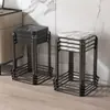 Taburete de Hierro Forjado Apilable para el Hogar Moderno Simple Cuadrado Taburete Simple para Tienda Sala de Estar Mesa de Comedor Taburete Taburete de Almacenamiento