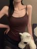 Chal de Color Sólido de Longitud Media Almohadilla de Pecho Desmontable Tirante de Espagueti para Mujer Verano Versátil Chica Caliente Ajustado Espalda Hermosa Top de Moda