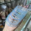 Pulseira Sino Calcedônia Azul Gelo Azul Óleo Montanha Distante Dai Pulseira Muito Fina Ágata Pulseira Fina de Jade para Meninas
