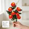 Ramo Artificial de 7 Rosas Rojas para Recepción de Boda, Decoración del Hogar, Celebración de Eventos, Arreglo Floral, Arte Floral de Seda