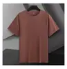 Nova Camiseta Masculina de Verão 40 Fios Porcelana de Gelo 95% Algodão Gola Redonda Manga Curta Fresca Lycra Cor Lisa Lisa Casual Meia Manga