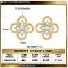 Brincos de Prata Esterlina S925 Trevo de Quatro Folhas Moissanite Zircônia, Estilo Elegante e Doce, Brincos Simples e Delicados para Mulheres, Atacado de Peça Única