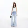2026 Jeans Americano Retro Novo de Cintura Alta Solto Flare Gradiente Versátil com Caimento para Mulheres Primavera/Verão Novo Estilo