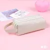 Bolsa de papelaria portátil, tecido Oxford de camada dupla, estojo de lápis com zíper duplo, simples e de grande capacidade, estojo de lápis com zíper portátil para alunos do ensino fundamental e médio