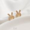 Brincos de Coelho de Zircônia Banhados a Ouro 14K com Preservação de Cor, Brincos de Orelha de Coelho, Acessórios para Brincos com Base para Miçangas de Meio Furo para Embutir DIY