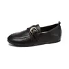 Wei Wei Girl 780-6 Altura Interior Punta Redonda Mocasines Sin Cordones Suela Gruesa Zapatos de Piel Suave Zapatos Planos de Mujer