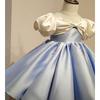 Vestido Simples de Cetim de Aniversário de Princesa para Menina Novo Vestido Rosa de Daminha de Casamento para Menina de Um Ano