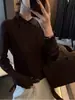 Camisa Polo de tricô elegante e sofisticada no estilo "old money" para mulheres, top de base de alta qualidade para outono e inverno, blusinha estilosa
