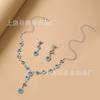 Nuevo conjunto de collar y pendientes de estilo europeo y americano con diamantes de imitación para clavícula, joyería nupcial, cadena de diamantes, conjunto de pendientes de cadena para banquetes y fiestas.