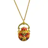 Colgante de la Fortuna Estilo Antiguo Chapado en Oro con el Carácter Fu, Colgante de Color Esmalte para Atraer Riqueza y Bendiciones, Suministro para Transmisiones en Vivo de Comercio Electrónico