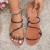 Transfronterizo Tallas Grandes Verano 2025 Nuevo Estilo Transfronterizo Planas Chanclas para Mujer Punta Abierta Exteriores Playa Versátiles Casuales Chanclas para Mujer