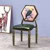 Silla de Manicura Estilo Europeo con Respaldo, Silla Vintage, Silla de Maquillaje de Hierro Artístico Creativo de Moda, Adecuada para Cafeterías de Té de Leche, Restaurantes y Hoteles