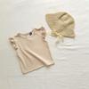Estilo Coreano Niñas Bebé Verano Nuevo Top Lindo Dulce Simple Estilo Occidental Oreja Algodón Sin Mangas Camiseta