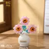 Planta em vaso de margarida pequena feita à mão, produto acabado, flor artificial tecida em fio, mini enfeite de mesa, presente criativo feito à mão