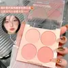 Minshzee Ming Xizhi Paleta de Rubores de Cuatro Colores, Paleta de Corrección de Color Maquillaje Nude Natural Aclarante, Paleta de Rubor Mate Púrpura Rouge