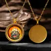 Colar Banhado a Ouro com Cravação de Diamantes Caixa de Pintura Thangka em Latão Mahakala Zakhila Ram Thangka da Tara Verde Pingente