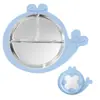 Nuevo Vajilla Desmontable para Bebés y Niños Pequeños con Ventosa, Plato para Comer Anticaídas, Plato de Cena Infantil Dividido de Silicona de Acero Inoxidable 304